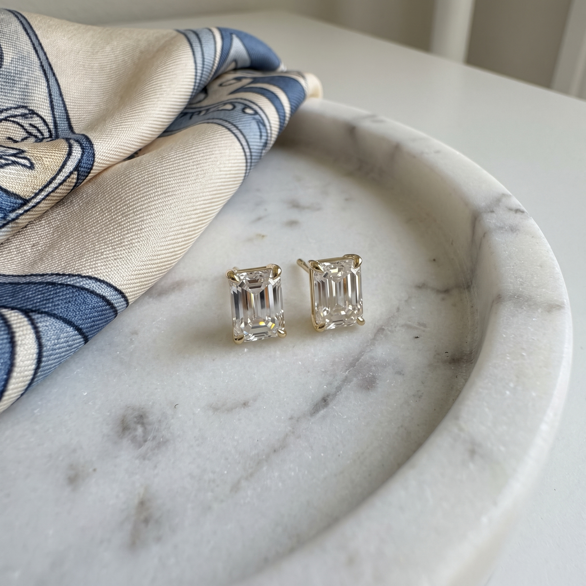 1ctw emerald cut studs lab grown diamond earrings