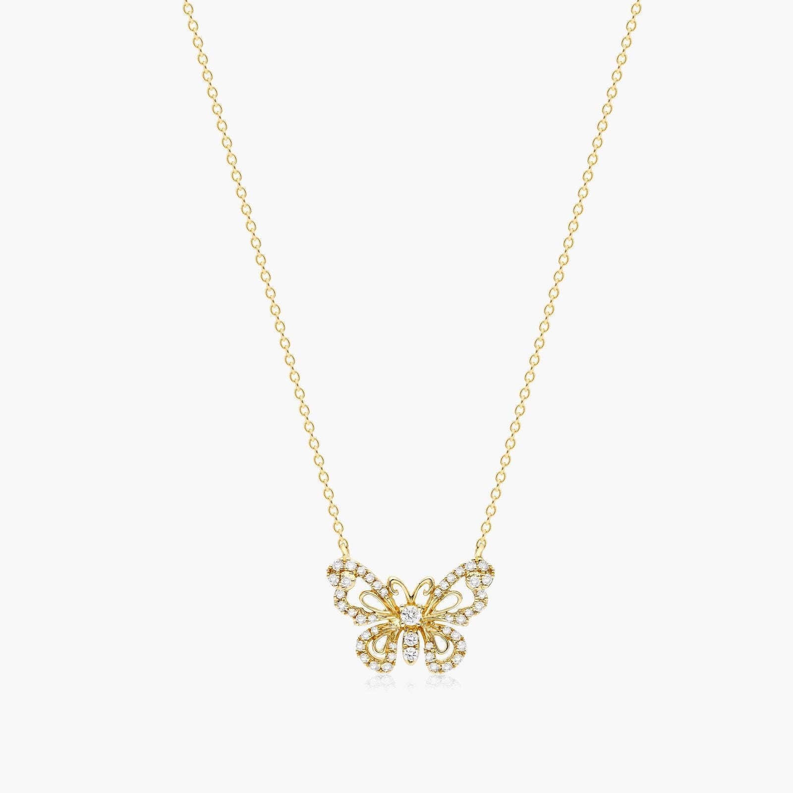 1ct Lab Grown Diamond Butterfly Pendant | 10K yellow gold | IDGL certified lab diamond