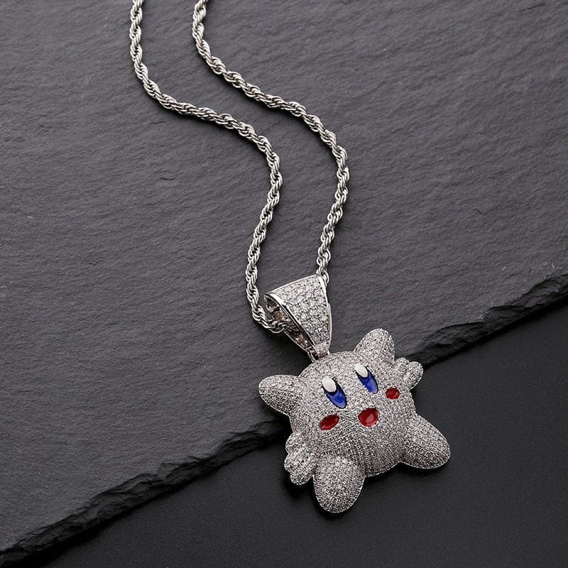 8.25ct Lab Diamond Gaming Pendant on model, styled 10K white gold pendant