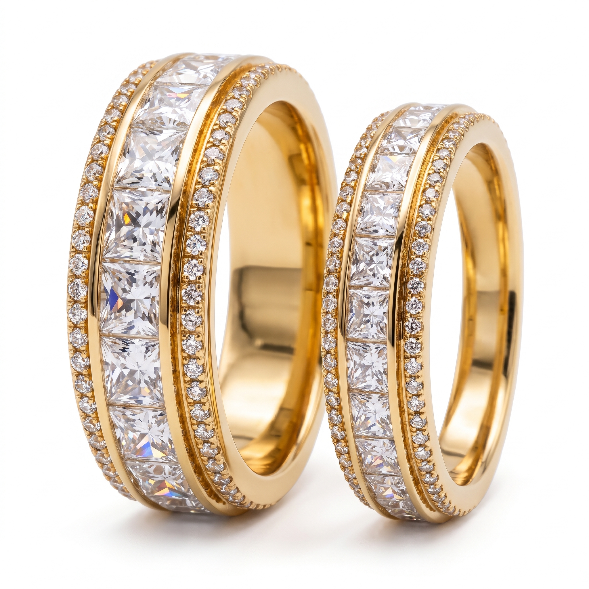 7.6ctw princess channel couple bands lab grown diamond band shown worn