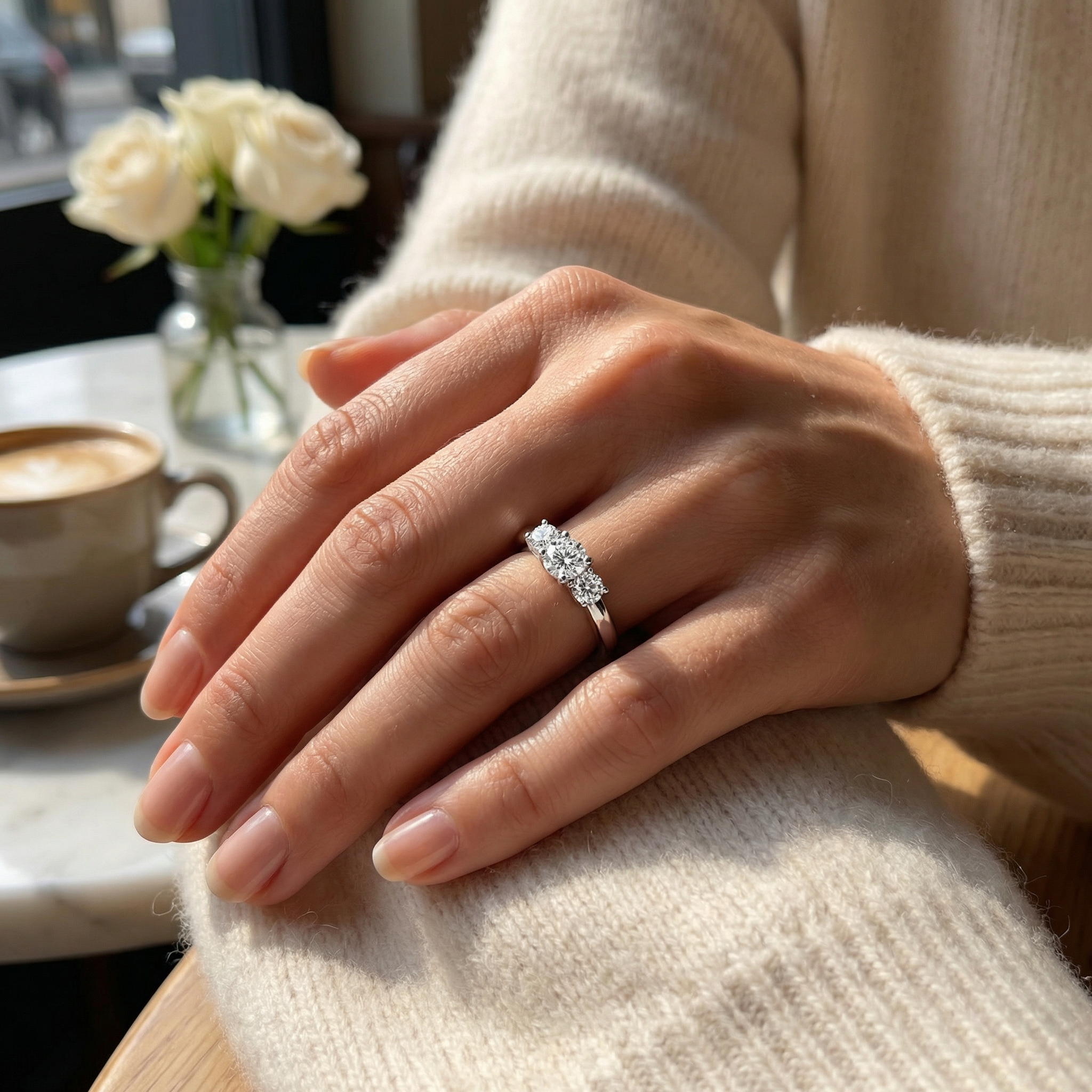 0.3ct lab diamond ring clasp and setting detail | 10K white gold