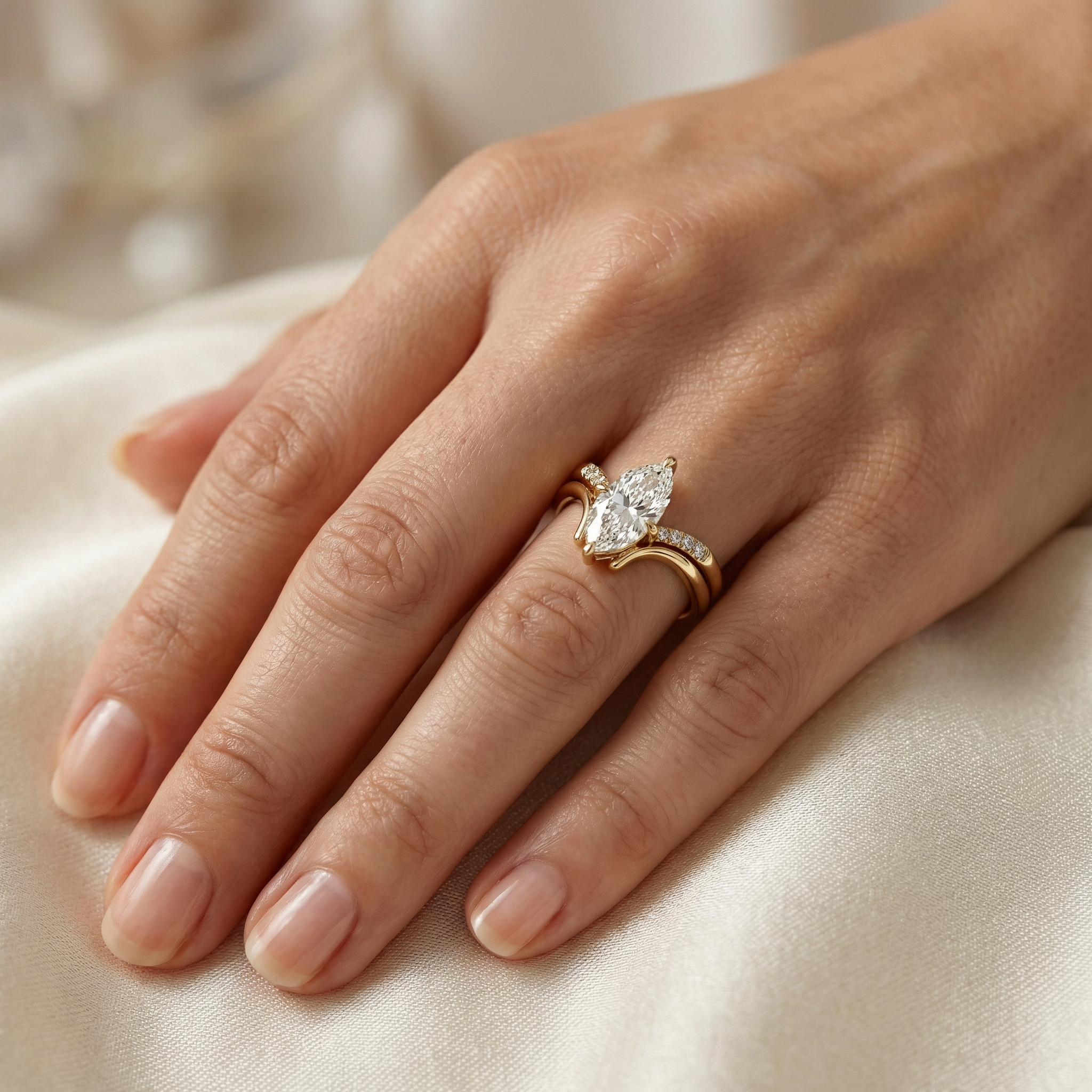 3ct lab diamond ring front view, 10K yellow gold