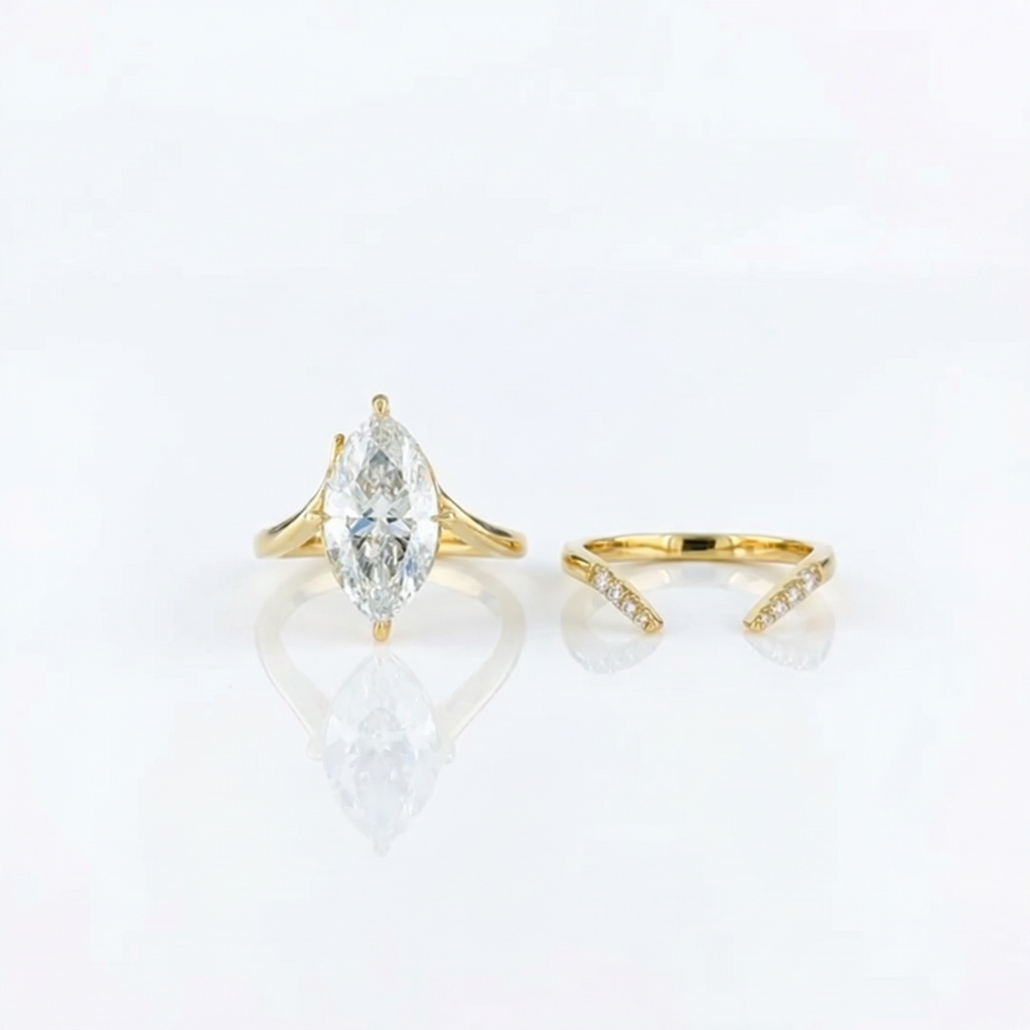 3ct Marquise Lab Diamond Engagement Ring Set | 10K yellow gold | IDGL certified lab diamond
