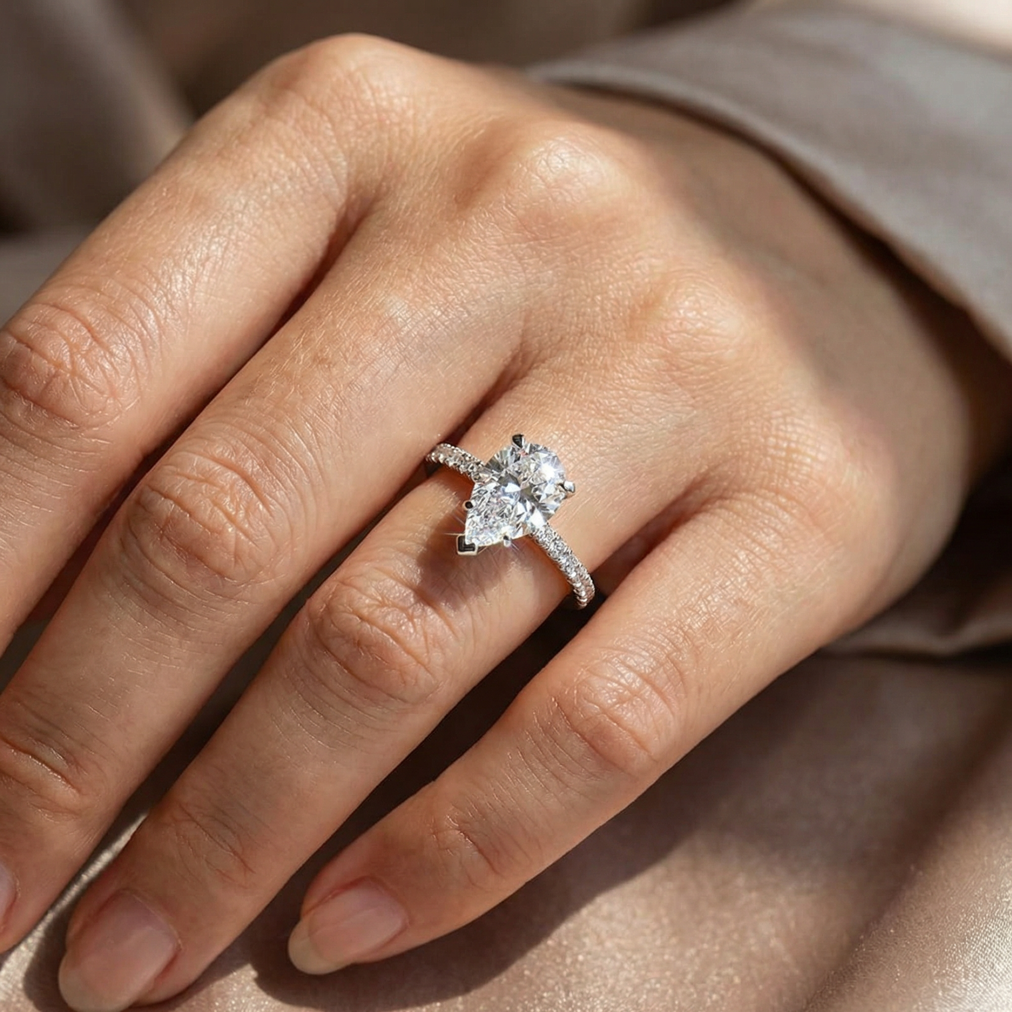 2ct Pear Cut Lab Diamond Halo Engagement Ring | VS2 | 10K Yellow Gold | Draco Diamond