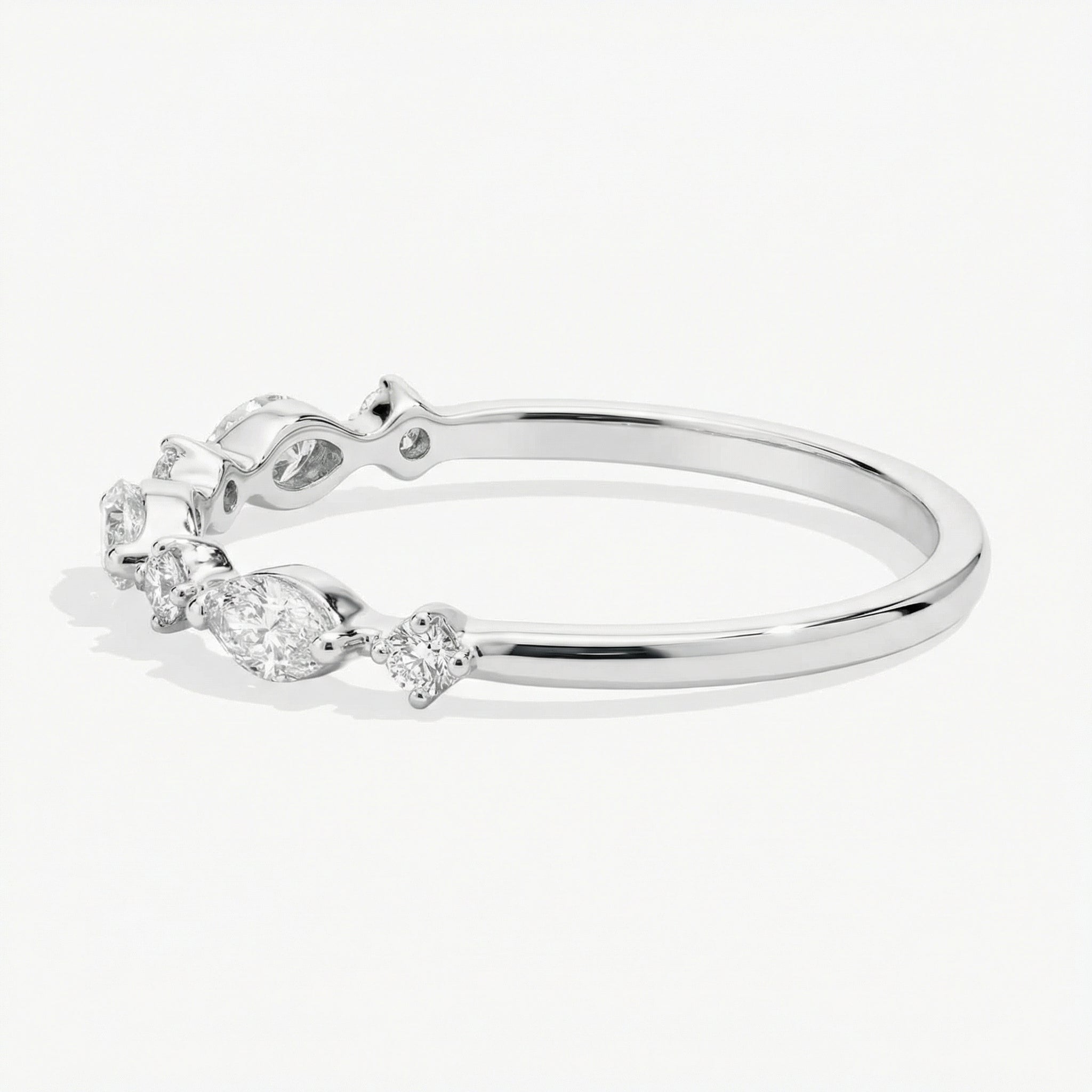 Women's 0.39ct Marquise & Round Alternating Diamond Band side profile | marquise cut cut lab diamond detail