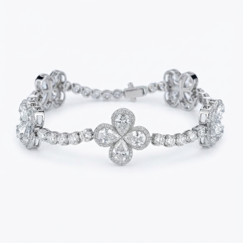 13ct Pear Clover Lab Grown Diamond Tennis Bracelet | 0.50ct Pears | Silver, 10K-18K Gold & Platinum | Draco Diamond by Draco Diamond