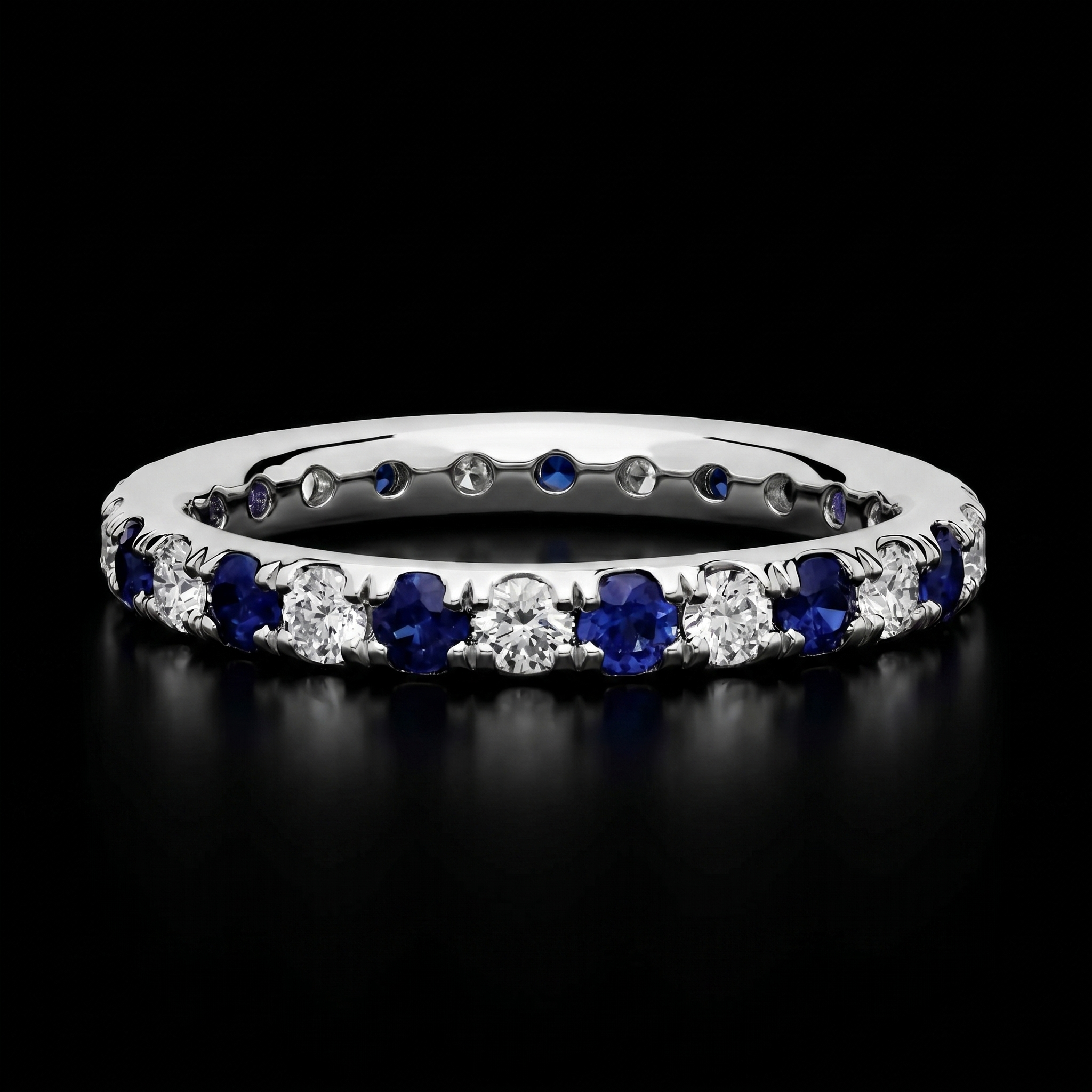 Women's Sapphire & Diamond Pavé Eternity Ring | 2.7ct TW | 10-18K