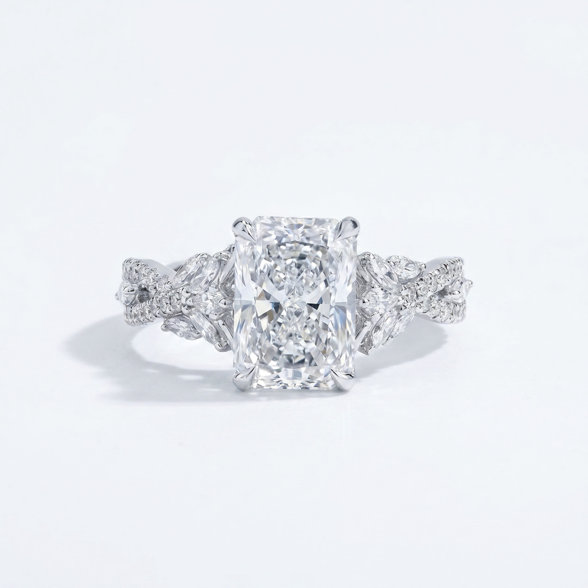 3ct Radiant Lab Diamond Engagement Ring | 4.3ct TW | 10-18K Gold