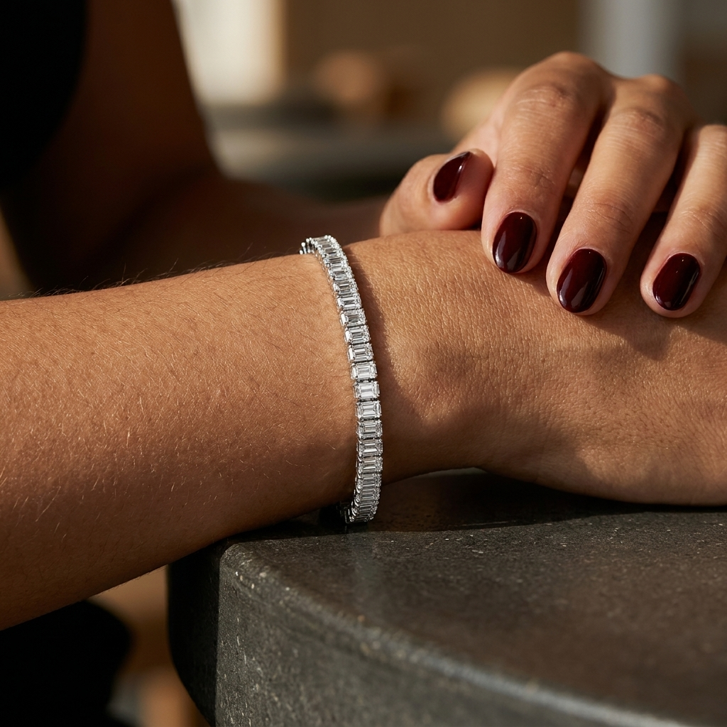5ct Lab Grown Diamond Tennis Bracelet | Emerald Cut | IGI Certified VS | 7 Inch | Silver, 10K-18K Gold & Platinum | Draco Diamond