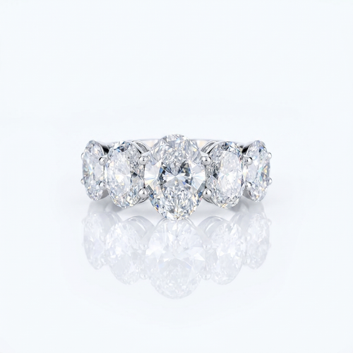 8.5ct Lab Grown Diamond Ring | Oval Five Stone | IGI Certified VS+ DEF | Ghostforge | Silver, 10K-18K Gold & Platinum | Draco Diamond by Draco Diamond