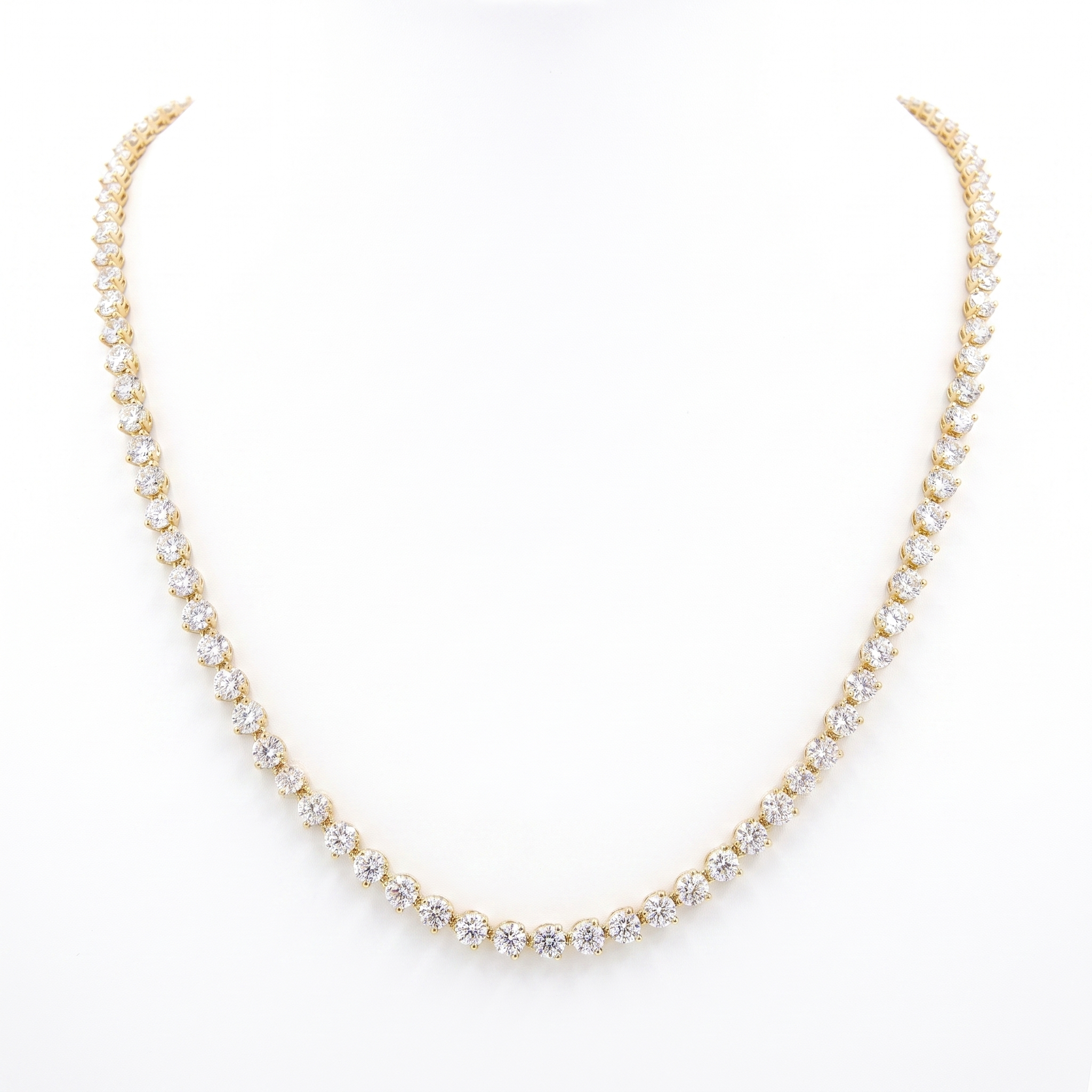 15ct Lab Grown Diamond Tennis Chain | Round VS2+ | Silver, 10K-18K Gold & Platinum | Draco Diamond