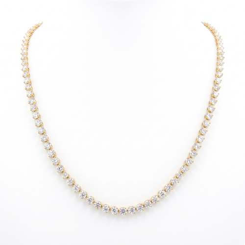 15ct Lab Grown Diamond Tennis Chain | Round VS2+ | Silver, 10K-18K Gold & Platinum | Draco Diamond by Draco Diamond