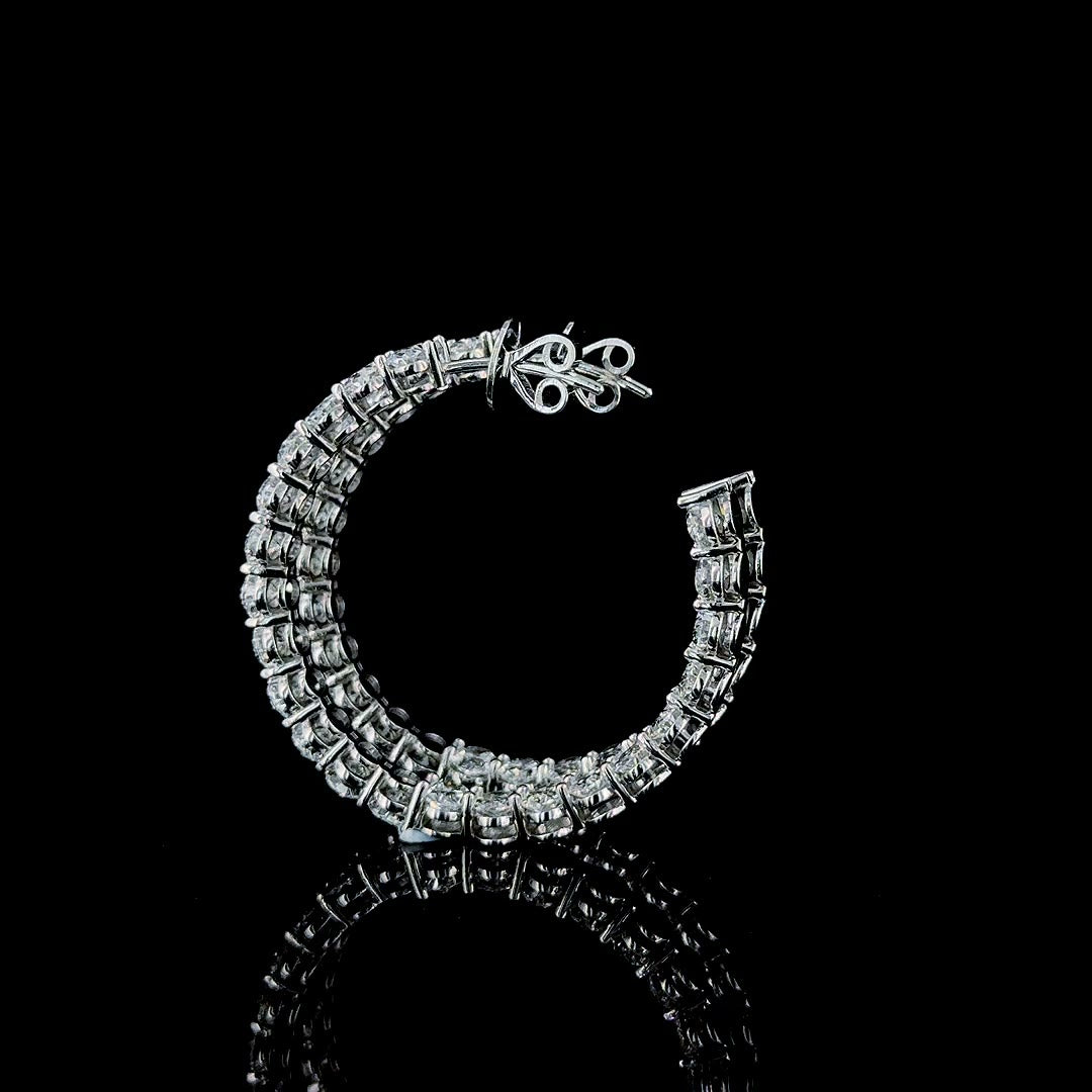 11ctw oval lab grown diamond inside out hoop earrings, product video still
