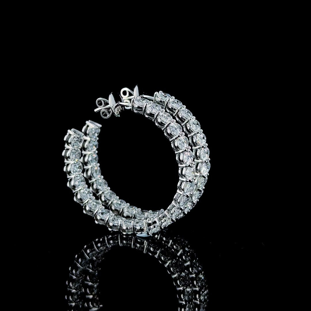 11ctw oval inside out lab grown diamond hoop earrings, product video still angle