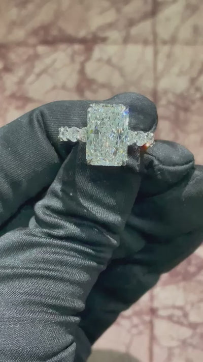 5ct radiant lab grown diamond engagement ring, rotating product video