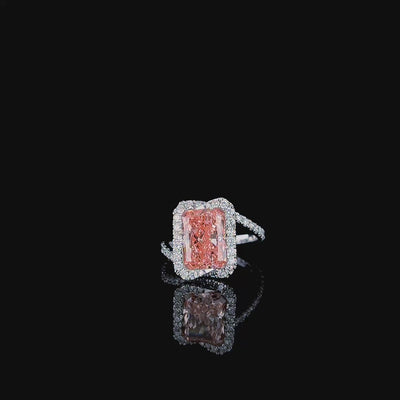 5ct fancy pink radiant lab grown diamond ring rotating