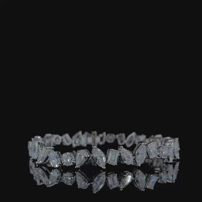12ct mixed shape lab grown diamond tennis bracelet, 360 degree turntable video