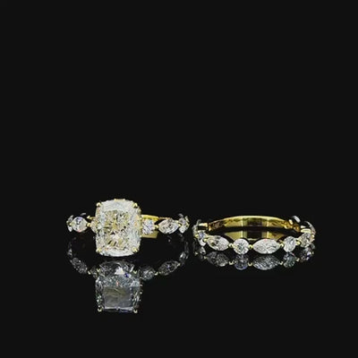 3ct radiant cut lab grown diamond bridal set, 360 degree turntable video