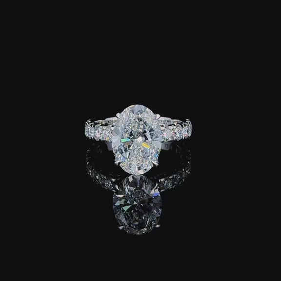 4ct oval cut lab grown diamond engagement ring, 360 degree turntable video