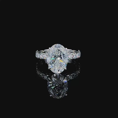 4ct oval cut lab grown diamond engagement ring, 360 degree turntable video