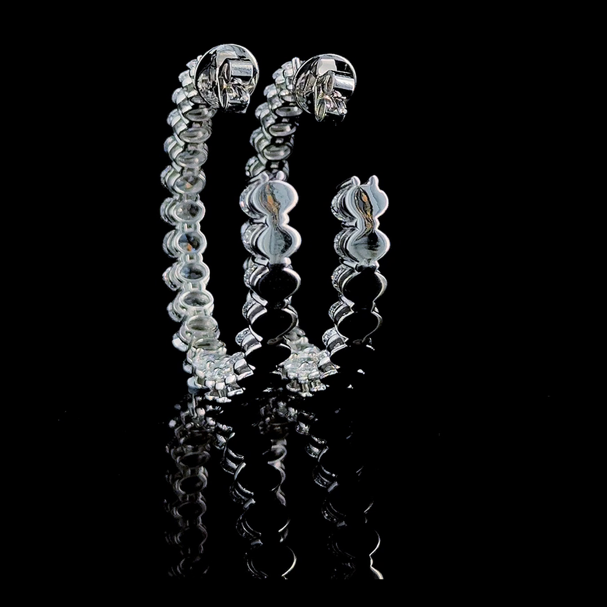 11ctw oval inside-out lab grown diamond hoop earrings inner stones detail, real video frame
