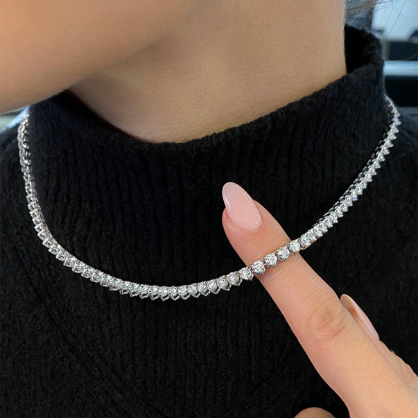15ct Lab Grown Diamond Tennis Chain | Round VS2+ | Silver, 10K-18K Gold & Platinum | Draco Diamond