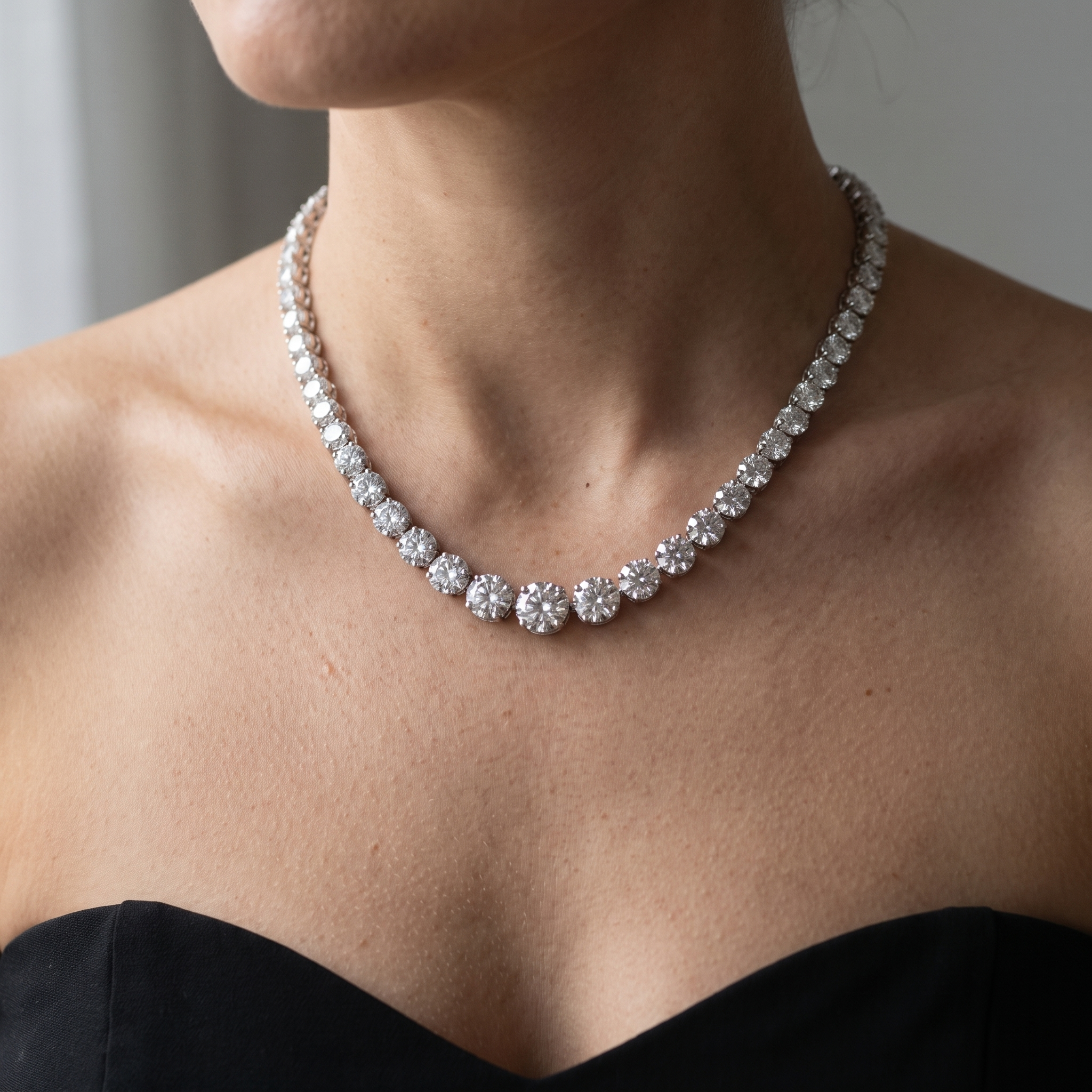 50ct tennis lab grown diamond necklace shown worn