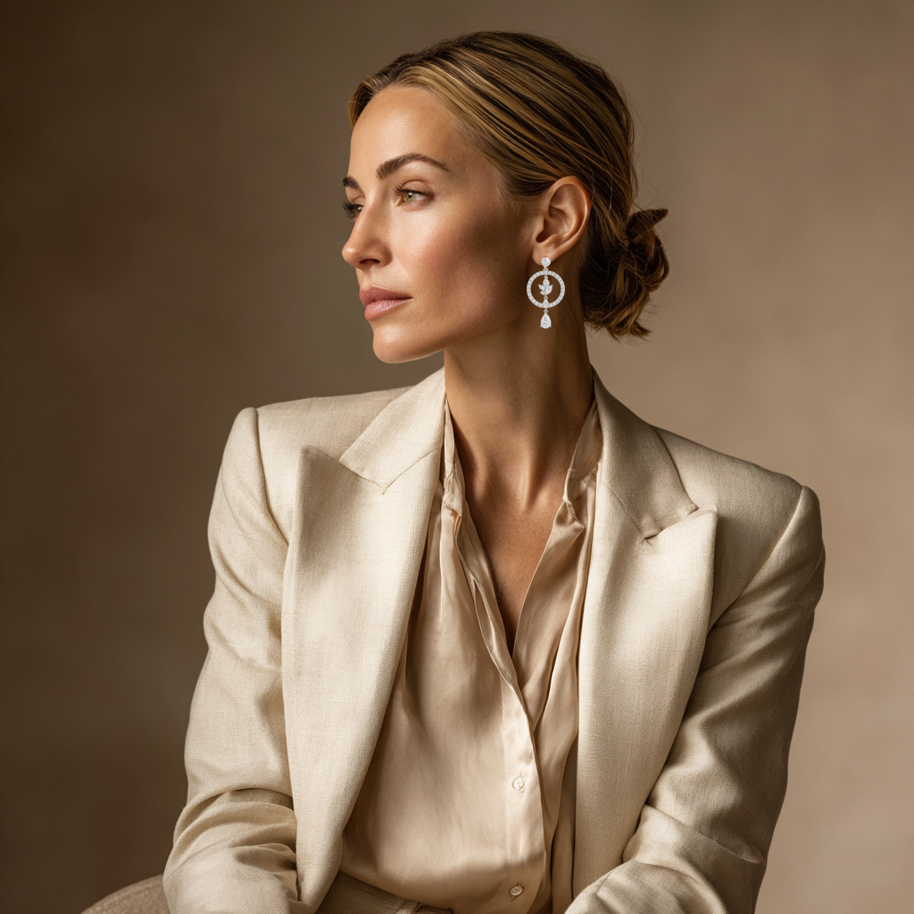 8ct Lab Diamond Halo Circle Drop Earrings | IGI Certified DEF VS+ | 10K White Gold