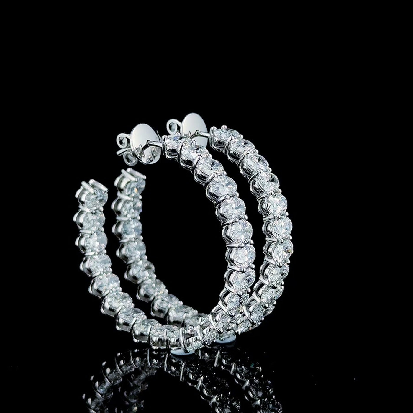 oval lab diamond inside out hoops profile