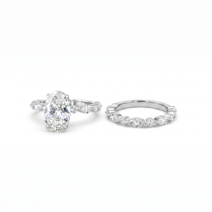 3ct Oval Lab Grown Diamond Bridal Set | Ring & Band, 5ct TW | Silver, 10K-18K Gold & Platinum | Draco Diamond by Draco Diamond, IGI certified lab grown diamond, Founder Pricing